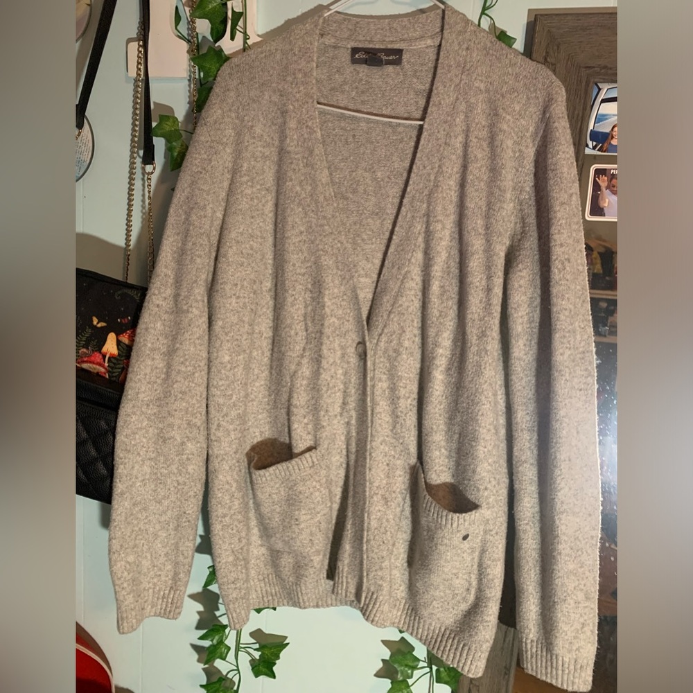 Small gray cardigan by eddie bauer